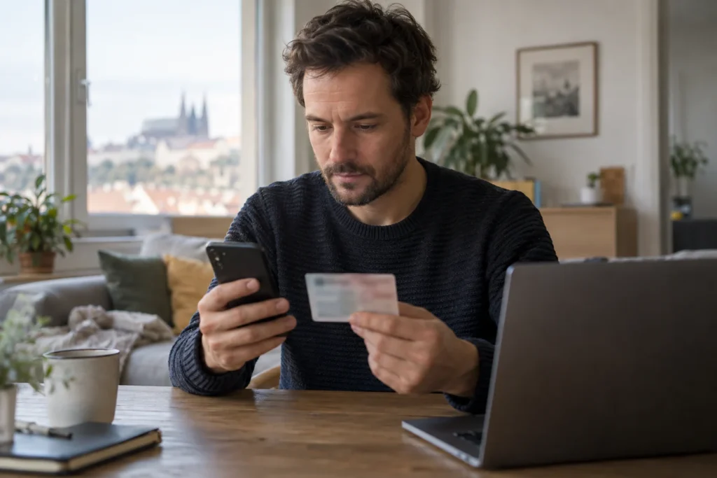 Kontrola dokladu a telefonu před elektronickým přihlášením