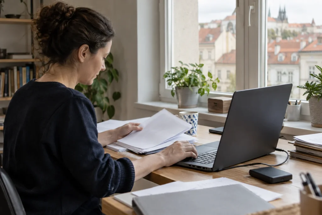 Ukládání dokumentů u počítače a externího disku