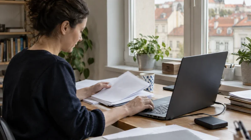 Ukládání dokumentů u počítače a externího disku