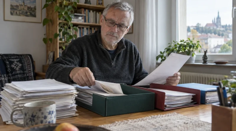 Třídění pracovních dokladů v domácí pracovně