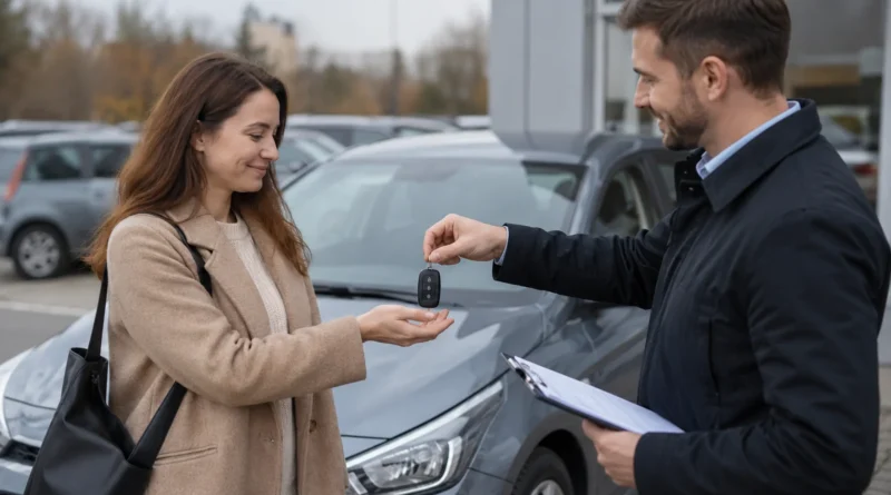 Předání klíče od osobního auta při sjednání operativního leasingu.