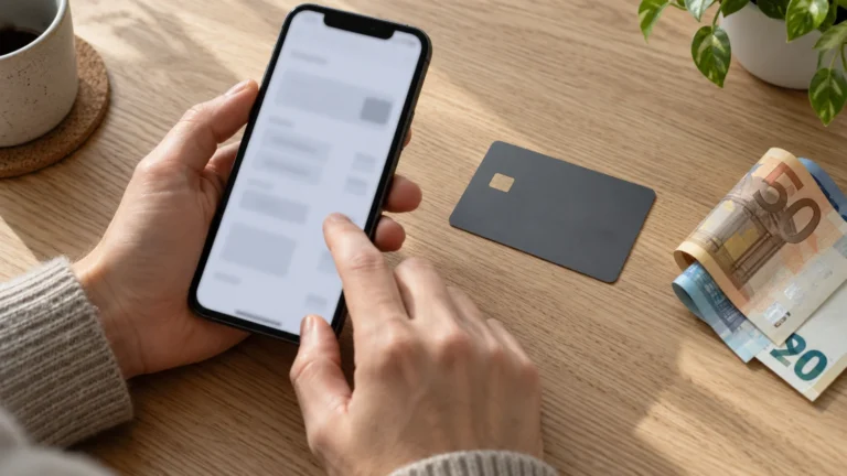 Kontrola eurového účtu v mobilním bankovnictví.
