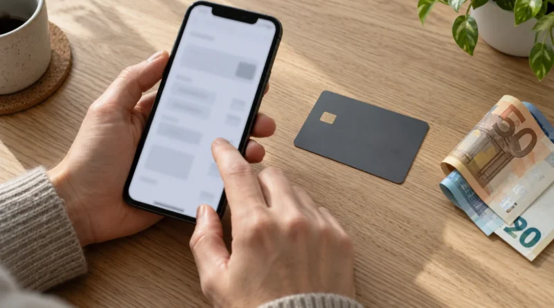 Kontrola eurového účtu v mobilním bankovnictví.